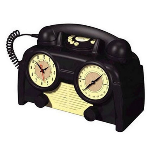 US Basic AM/FM Retro Clock Radio Phone