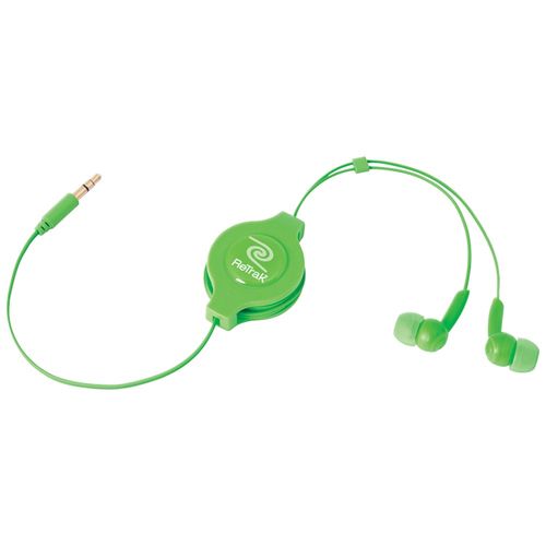 RETRAK_EMERGE ETAUDIOGRN Retractable Stereo Earbuds (Green)