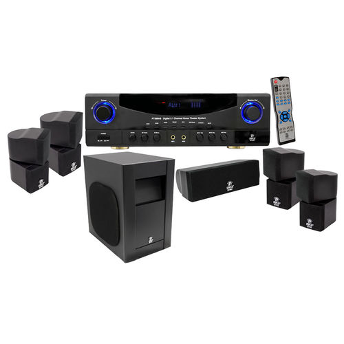 Pyle PT598AS 5.1 Channel 350 Watt Digital Home Theater AM/FM Receiver Surround Sound Package w/ Subwoofer/Center Channel