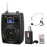 Pyle 100W Portable PA System With Included Wireless Lavalier Microphone, FM Radio, MP3/USB/SD, and Aux-In/Out