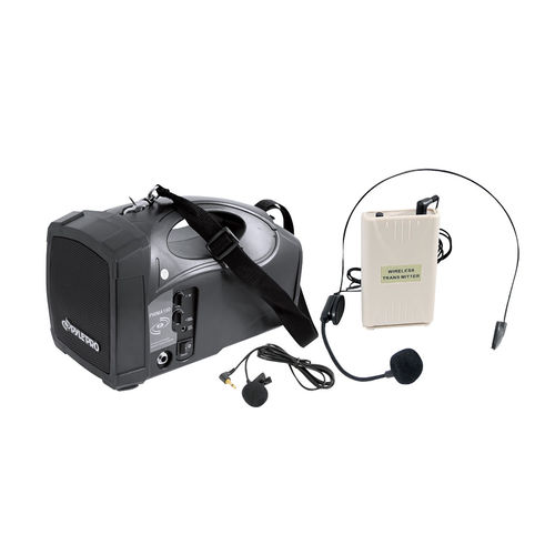 Pyle Portable PA Wireless Speaker System Amplifier With Belt Pack Lavalier/ Headsets w/Two Microphone Inputs