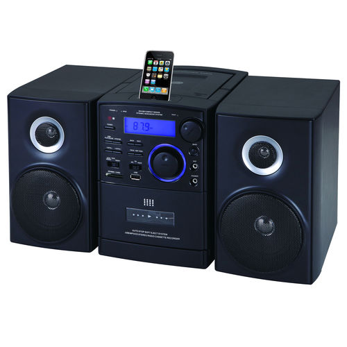 Supersonic MP3/CD Player with iPod Docking, USB/SD/AUX Inputs, Cassette Recorder &amp; AM/FM Radio