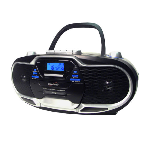 Supersonic SC-744 Portable MP3/CD Player with Cassette Recorder &amp; AM/FM Radio