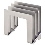 Vertical Slant Organizer, 4-Compartment, 9 1/2 x 4 x 9 1/4, Silver