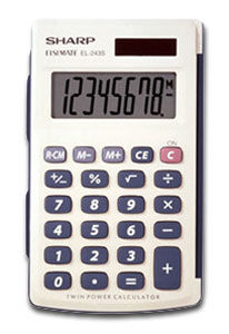 Calculator Hand Held 8- Digit Twin Power Hard Cover