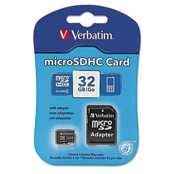 microSDHC Card w/Adapter, Class 4, 32GB