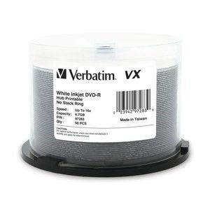 Disc DVD-R 4.7GB 16X VX White IJ  Hub Printable 50/pk TAA