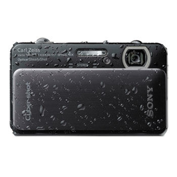 TX20B Cyber-Shot Waterproof Digital Camera, 16.2MP, 4x Optical Zoom, Black