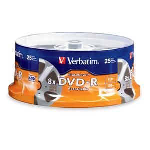 Disc DVD-R 4.7GB for General useTAA Digital Movie 8X 25/spindle tape reel look