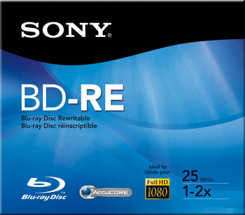 Disc Blu-ray Single Layer 25GB Rewritable 2X Single Disc w/ Hang Tab