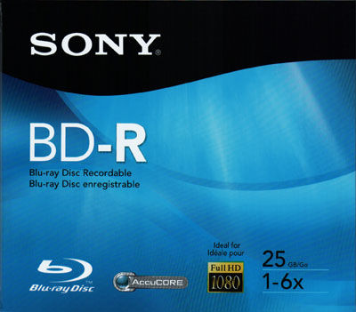 Disc Blu-ray Single Layer 25GB 6X Write Once w/ hang tab
