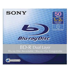 Disc Blu-ray Dual Layer 50GB 1-4X Write Once Single Disc w/ Hang Tab