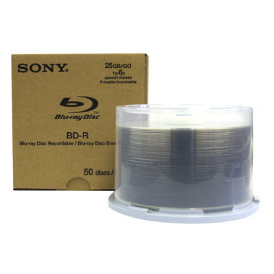 Disc Blu-ray Single Layer 25GB 6X Write Once Wht IJ Printable 50/pk