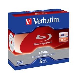 Disc Blu-ray Single Layer 25GBTAA Rewritable 2X Branded 5pk Jewel Case