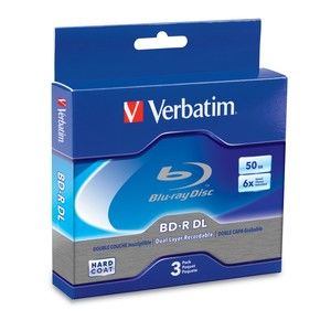 Disc Blu-ray Dual Layer 50GB 6X Branded 3pk Jewel Case TAA