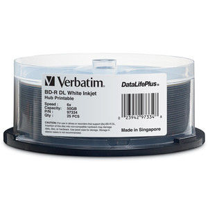 Disc Blu-ray 6X DL 50GB DataLife + White Hub IJ Printable 25pk Spindle TAA