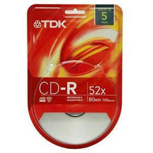Disc CD-R 80 min Branded52X 5pk Blister Pack