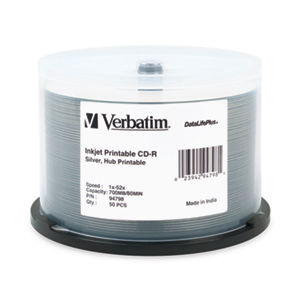 Disc CD-R 80 min DataLifePlus SLVR IJ Printable 52X Hub Printable 50/pk