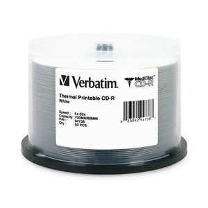 Disc CD-R 80 min MediDisc 52X WHT Thermal Printable 50/PK Spindle