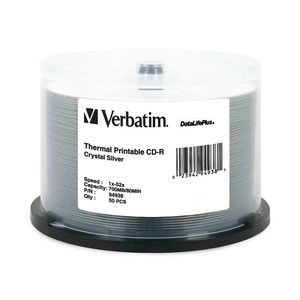 Disc CD-R 80  min 52X thermal printable CRYSTAL bulk 50pk DataLifePlus Hub Logo