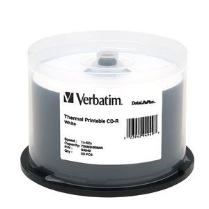 Disc CD-R 80  min 52X thermal printable WHT bulk 50pk DataLifePlus