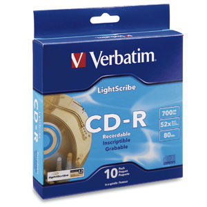 Disc CD-R 80 min 700MB LightScribe 52X 10/PK Spindle TAA