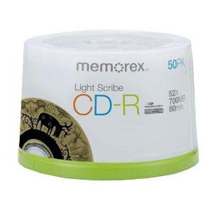 Disc CD-R 80 min branded Lightscribe 50/pk Spindle 52X