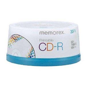 Disc CD-R 80 min WHT printable Matte 52X 30/PK spindle