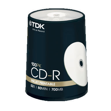 Disc CD-R 80 min IJ printable Wht. Hub 100/pk
