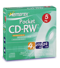 Disc CD-RW 24 min 5/pk Mini Slim Jewel