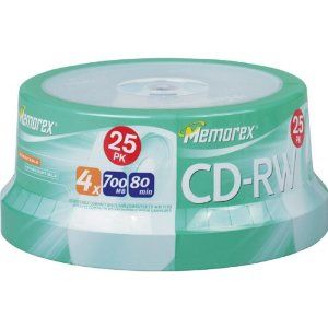 Disc CD-R/W 80 min branded 1X-4X 25/pk Spindle