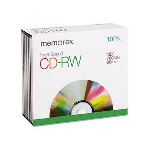 Disc CD-R/W 80 min branded jewel  4X-12X High Speed 10pk