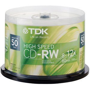 Disc CD-R/W 80 min branded 4X-12X High Speed 50/pk Spindle