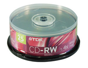 Disc CD-R/W 80 min branded 4X 25/pk Spindle