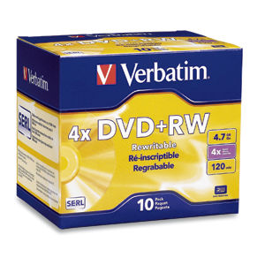 Disc DVD+RW 4.7GB 4X branded Slim 10pk TAA
