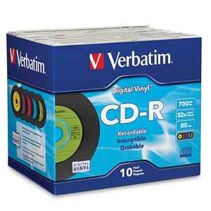 Disc CD-R 80 min branded 16X Digital Vinyl retro 45rpm look jewel 10/Pk S/CTAA