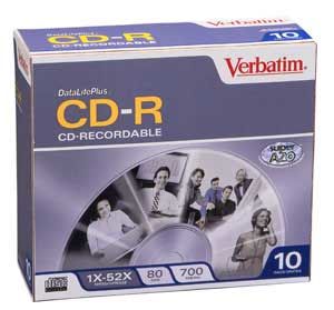 Disc CD-R 80 min branded Slimline 700MB 52X 10pk
