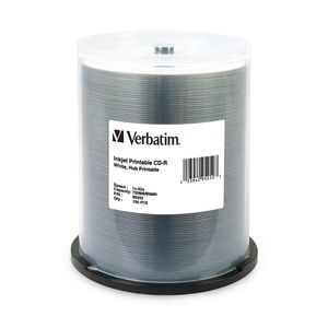 Disc CD-R 80 min White InkJet Hub  Printable 100 Pk Spindle 52X