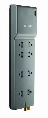 Surge Protector 8 Outlet 3390 Joule 12' Telephone/Coaxial Protection Extend Cord