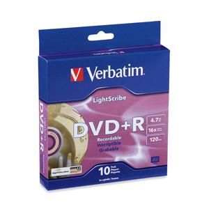 Disc DVD+R 4.7GB 16X LightScribe 10/spindle TAA