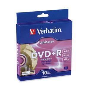 Disc DVD+R 4.7GB 16X LightScribe 10/spindle TAA