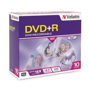 Disc DVD+R 4.7GB 16X 10/pk Branded Surface Slim Case