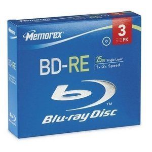 Disc Blu-ray Single Layer 25GB Rewritable 2X  3/PK Jewel Case
