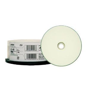 Disc Blu-ray Single Layer 25GB Write Once 4X IJ White Hub Printable