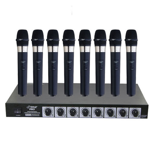 Pyle PDWM8400 8 Mic Professional Handheld VHF Wireless Microphone System