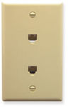 WALL PLATE, 2 VOICE 6P6C, IVORY