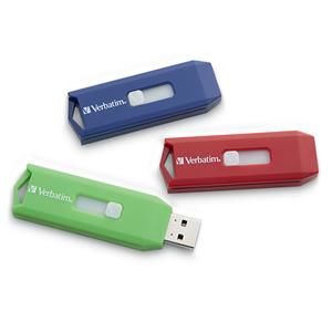 Flash Drive USB 2.0 4GB Store'n'Go 3pk Green Blue and Red