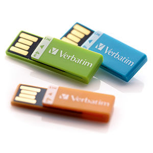 Flash Drive USB 2.0 4GB Clip-it 3pk Orange Blue Green