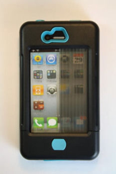 iPhone 4 case black w/ turquoise accents