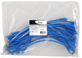 25 PK PATCH CORD,CAT 6,MOLDED,1' BLUE